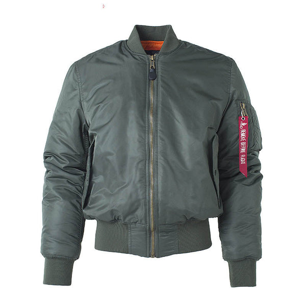 AKARMY Solid Color Stand Collar Loose Couple Bomber Jacket