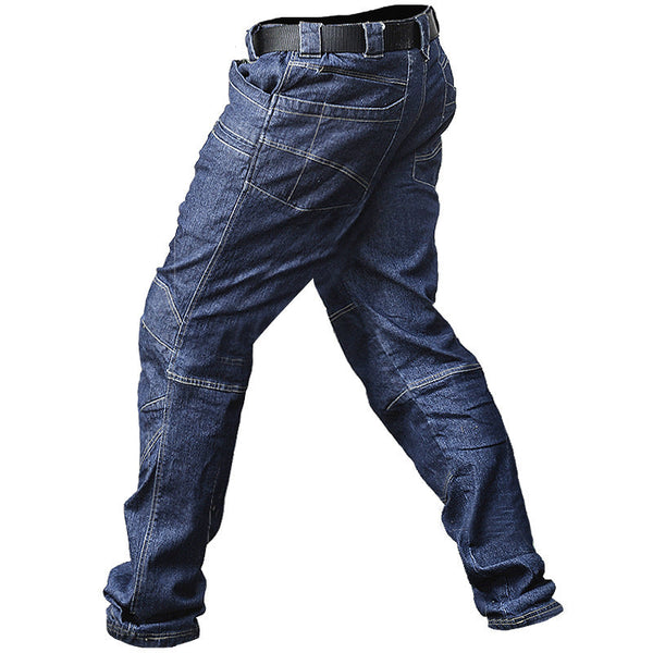 AKARMY Tactical Men Combat Cargo Multi Pockets Denim Pants