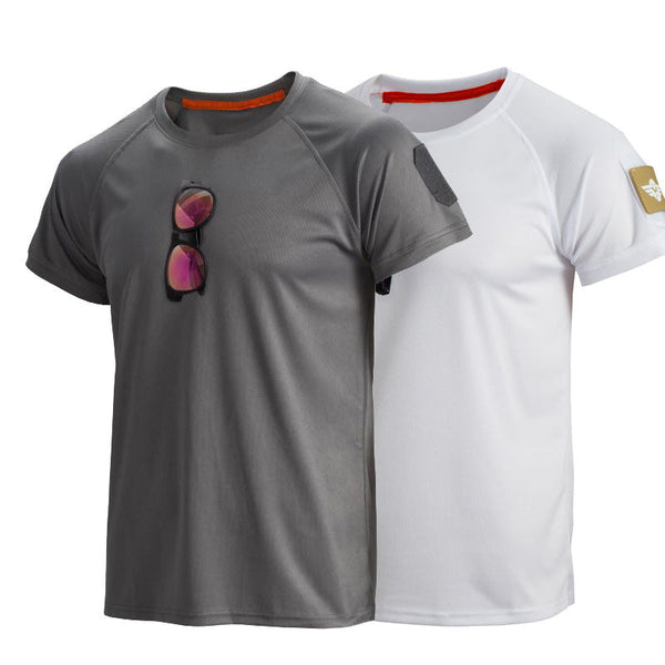 AKARMY Solid Color Elastic Quick-drying Short Sleeve Men's T-Shirt