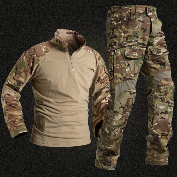 AKARMY Men's Military Style T-shirt and Pants Suits Outdoor Tactical Suits Security Uniform