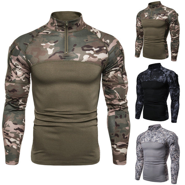 AKARMY Camo Long Sleeve Outdoor Zipper Men's T-shirt