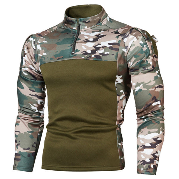 AKARMY Military Field Camo Stand Collar Men's T-shirt