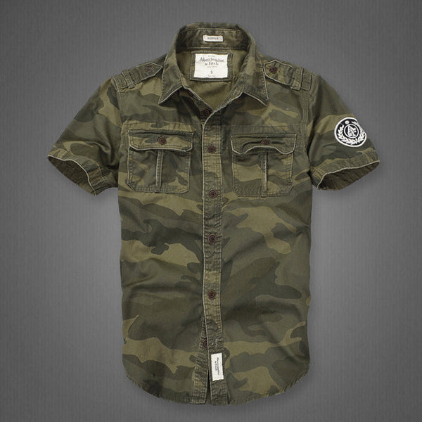 AKARMY Outdoor Camouflage Loose Short Sleeve Men Cargo Shirt