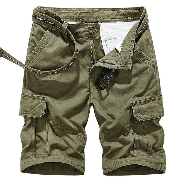 AKARMY Overalls Casual Loose Multi-pocket Men's Pants Cotton Washed Shorts